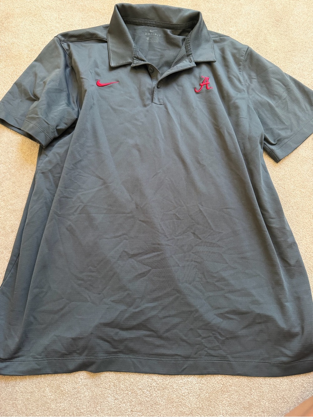Nike Men's Gray Alabama Polo Shirt with Crimson Accents